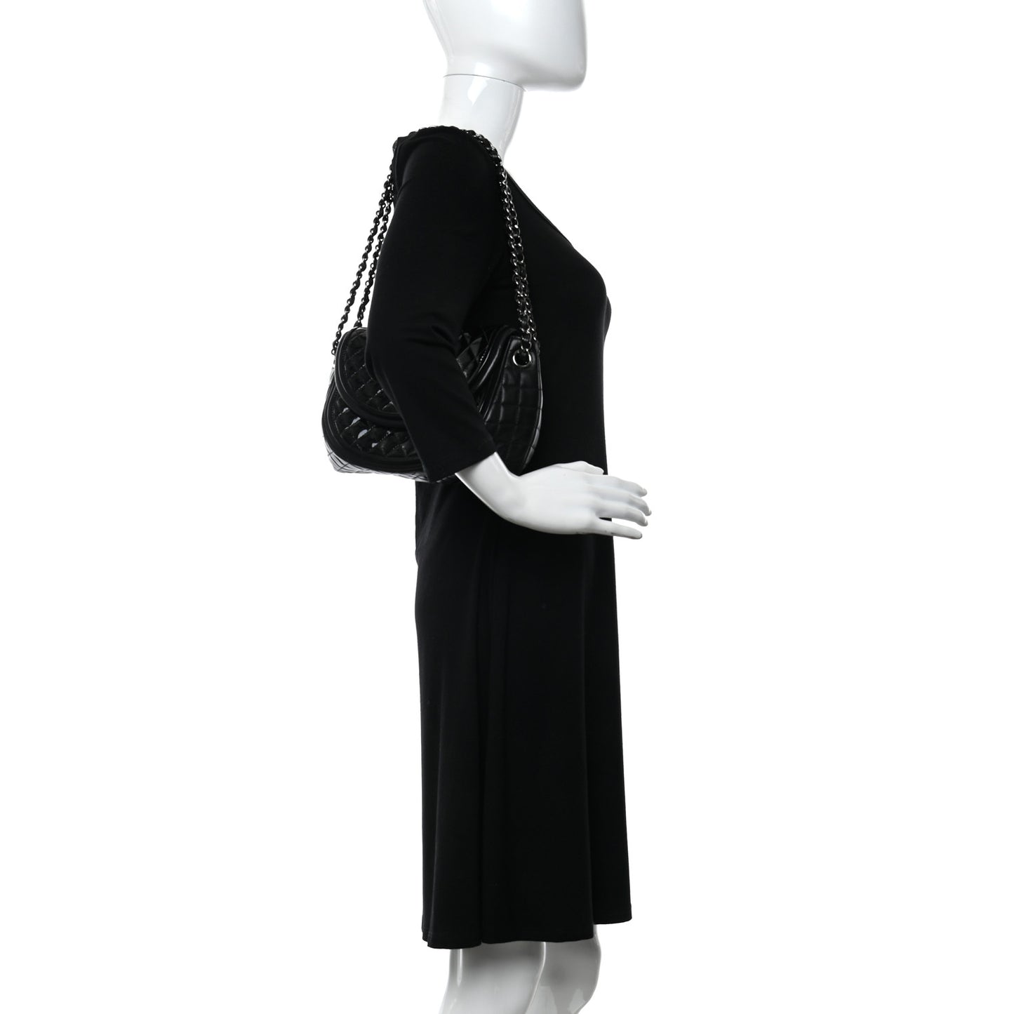 Lambskin Patent Classic Twist Crescent Flap Bag Black