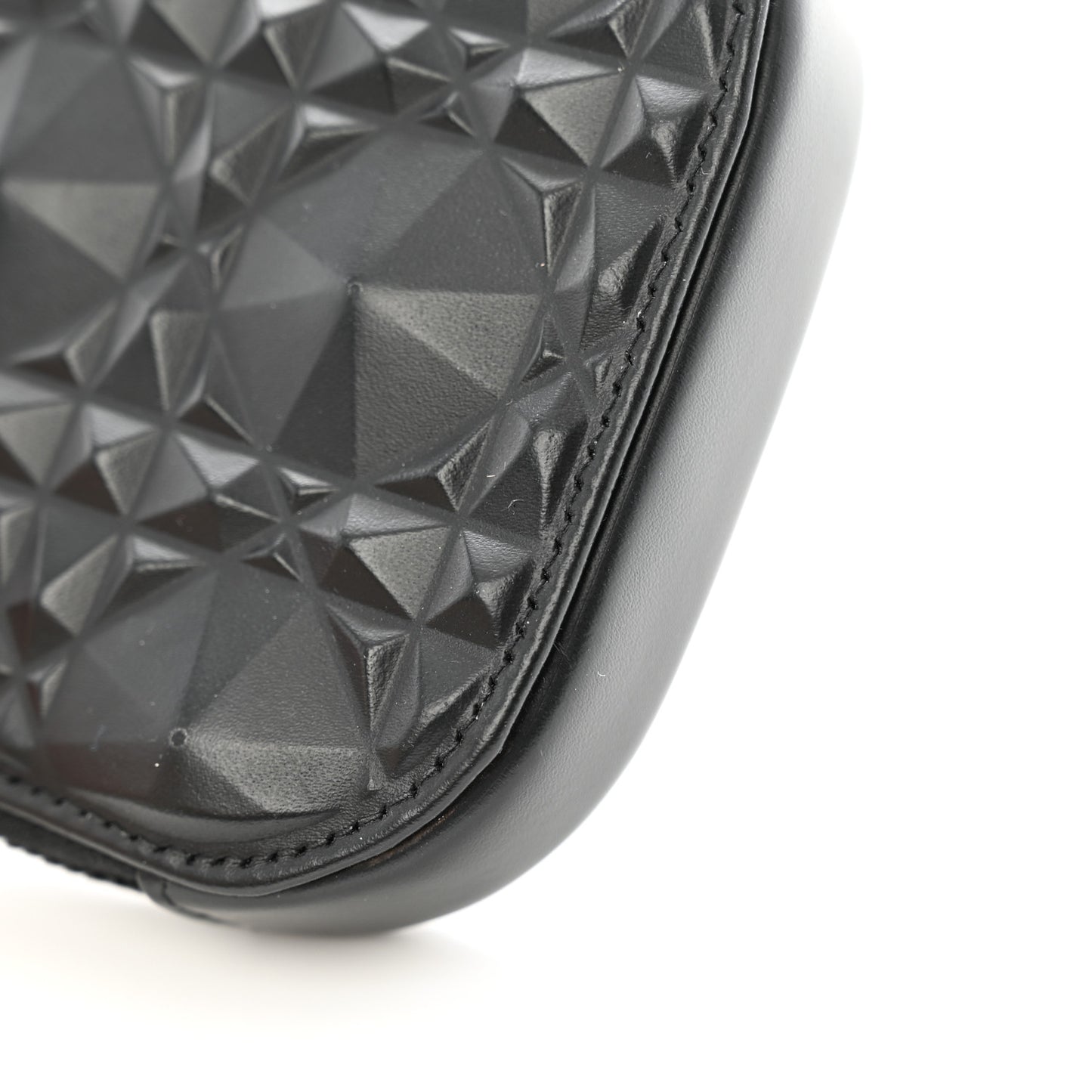 Calfskin Cannage Diamond Cannage Phone Holder Black