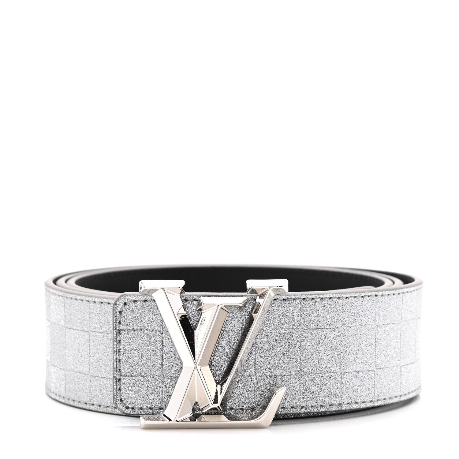 Louis Vuitton Damier Glitter Calfskin 40mm LV Pyramide Belt 110 44 Silver 1 of 6