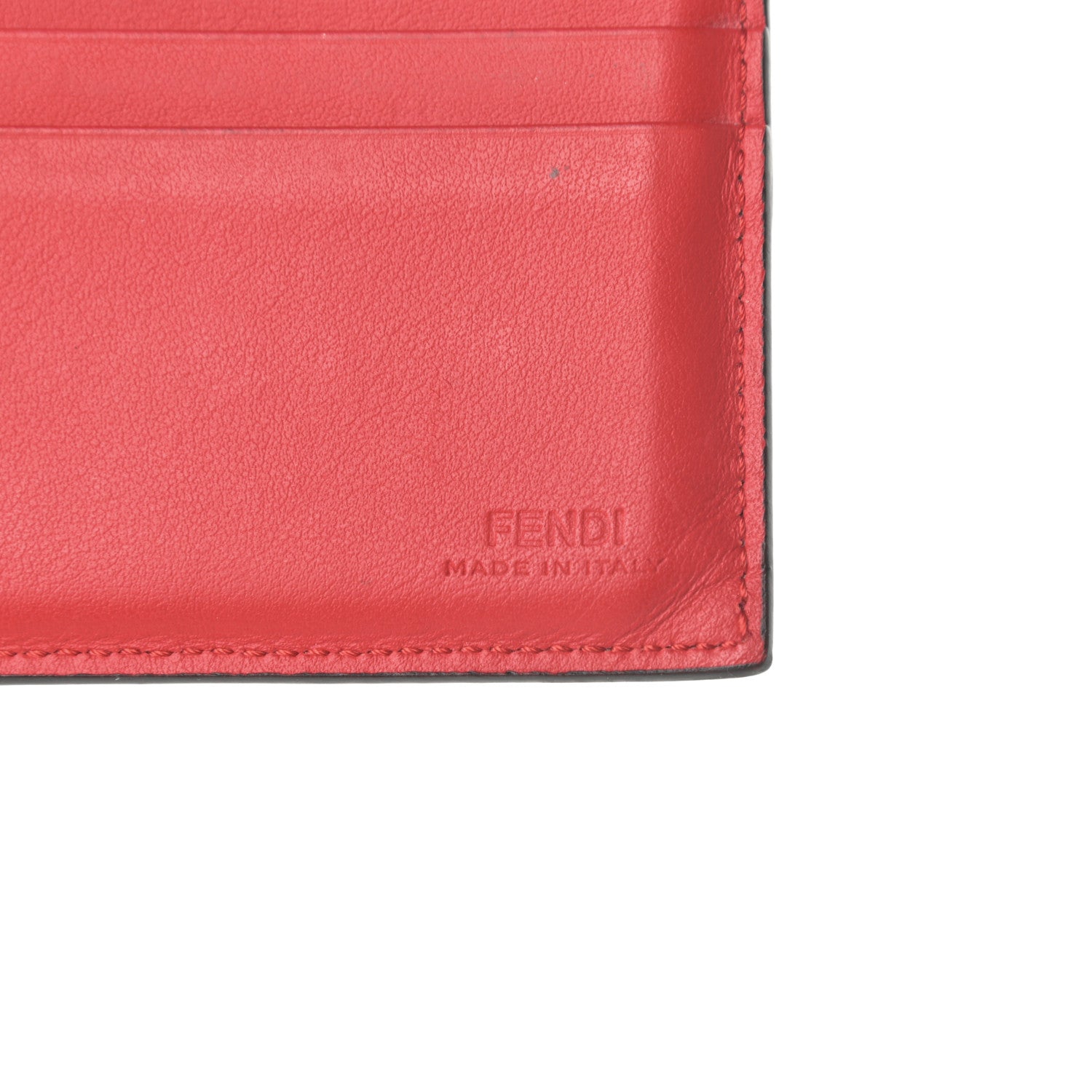 Fendi Vitello Century Monster Eyes Inlay Bi-Fold Wallet Black Giallo Rosso 6 of 8
