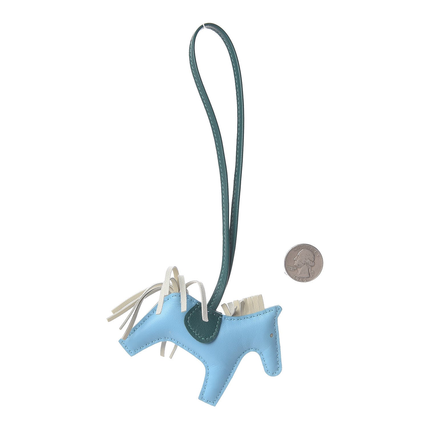 Hermes Milo Lambskin Grigri Rodeo Horse Bag Charm PM Celeste Malachite Craie 2 of 4