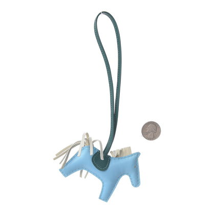 Hermes Milo Lambskin Grigri Rodeo Horse Bag Charm PM Celeste Malachite Craie 2 of 4