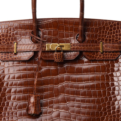 Hermes Shiny Porosus Crocodile Birkin 35 Etrusque 19 of 19