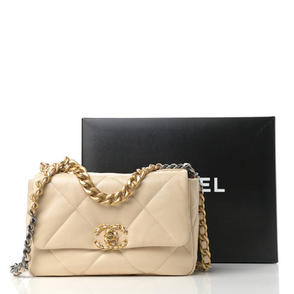 Chanel Goatskin Quilted Medium Chanel 19 Flap Beige 11 of 11