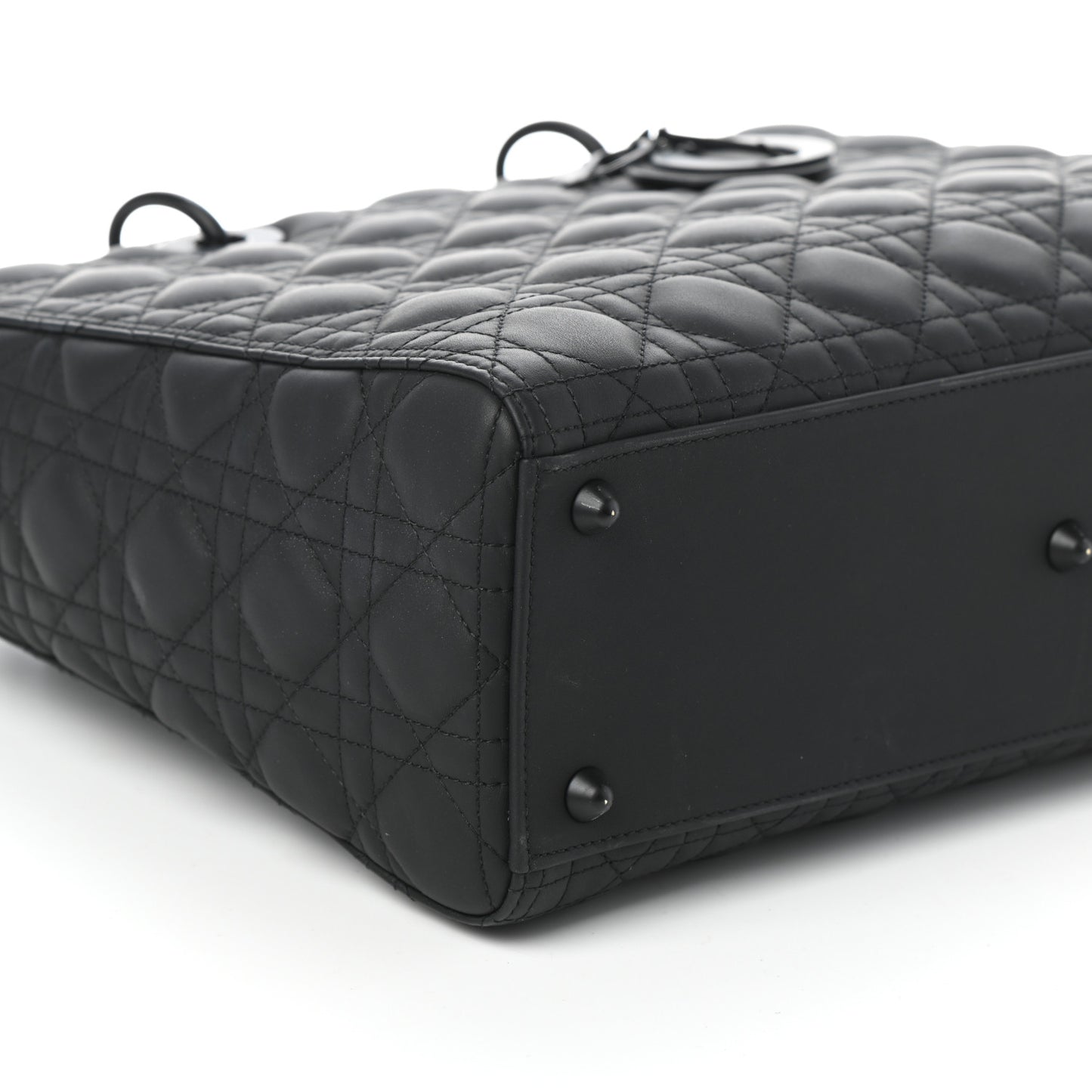 Ultra Matte Calfskin Cannage Large Lady Dior Black