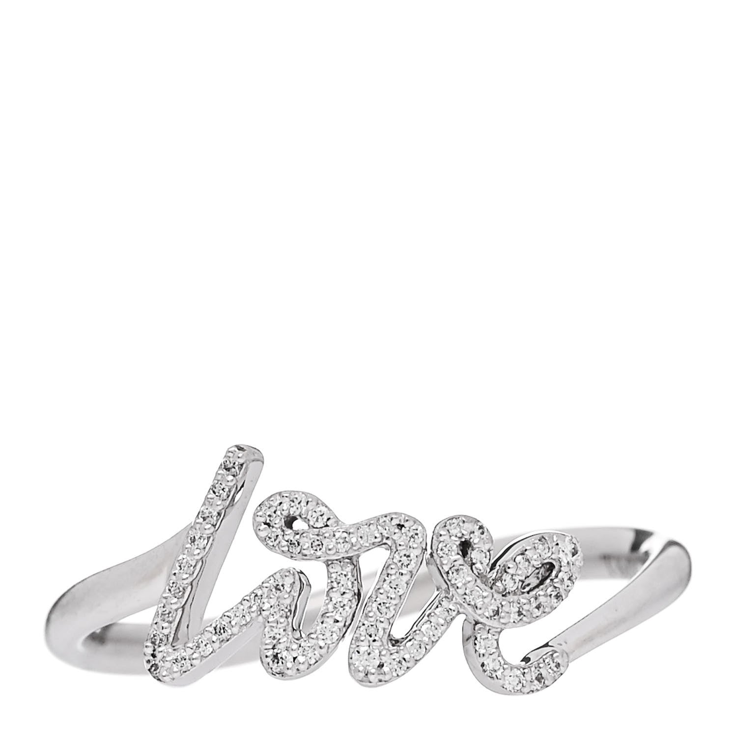 Tiffany 18K White Gold Diamond Paloma's Graffiti Love Ring 53 6.5 1 of 6