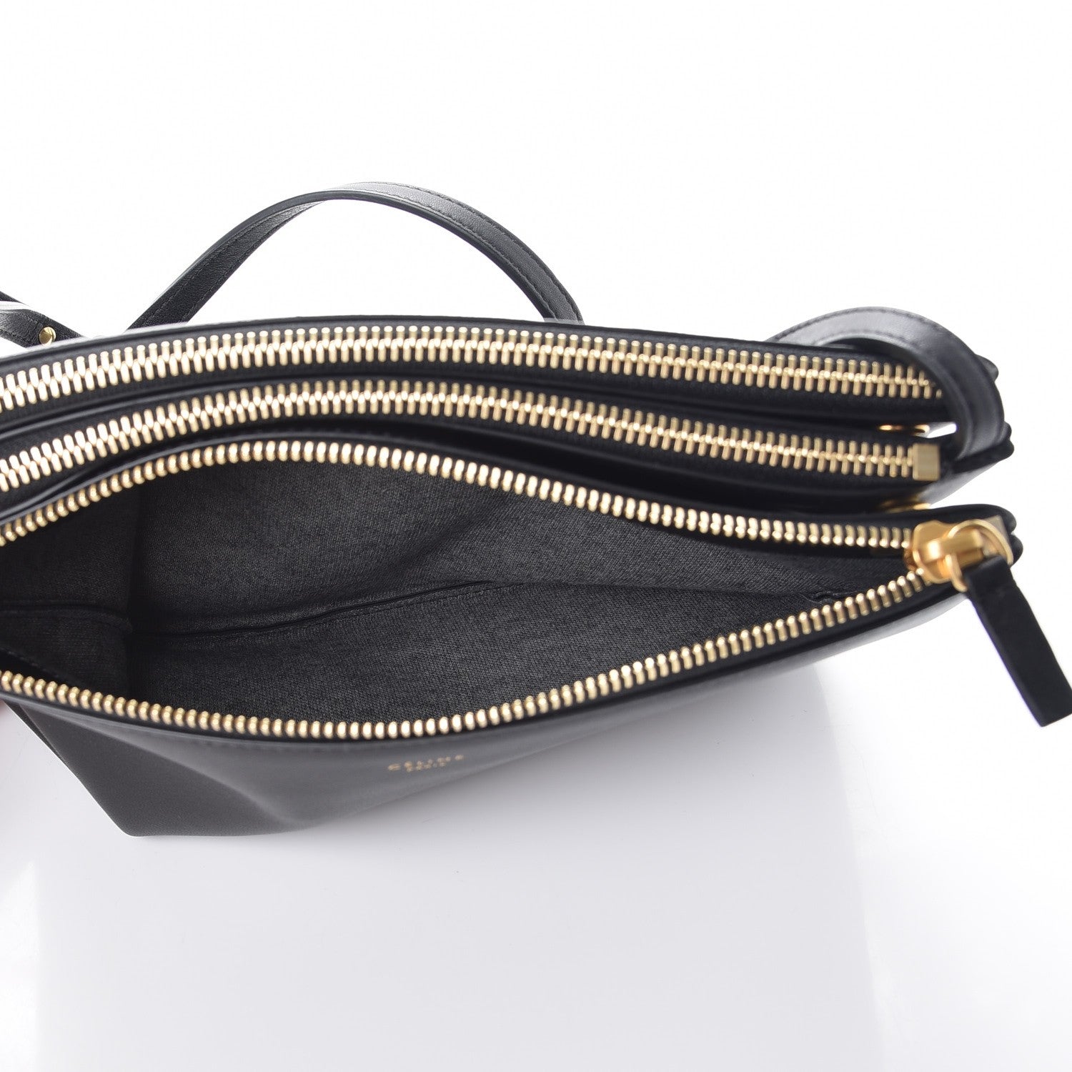 Celine Lambskin Large Trio Crossbody Bag Black 5 of 9