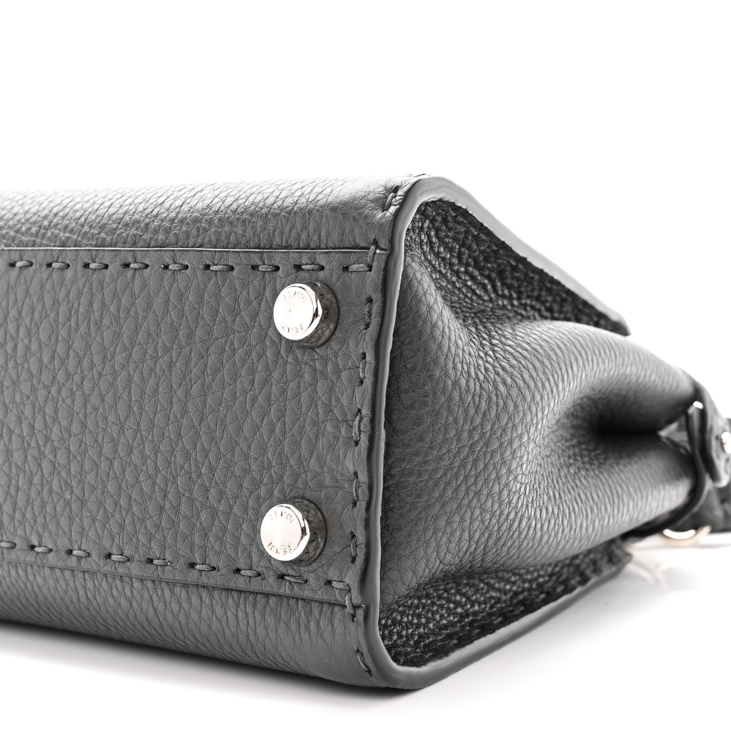 Fendi Cuoio Romano Selleria Bi-Color Mini Peekaboo Iconic Satchel Asfalto Latte 11 of 11