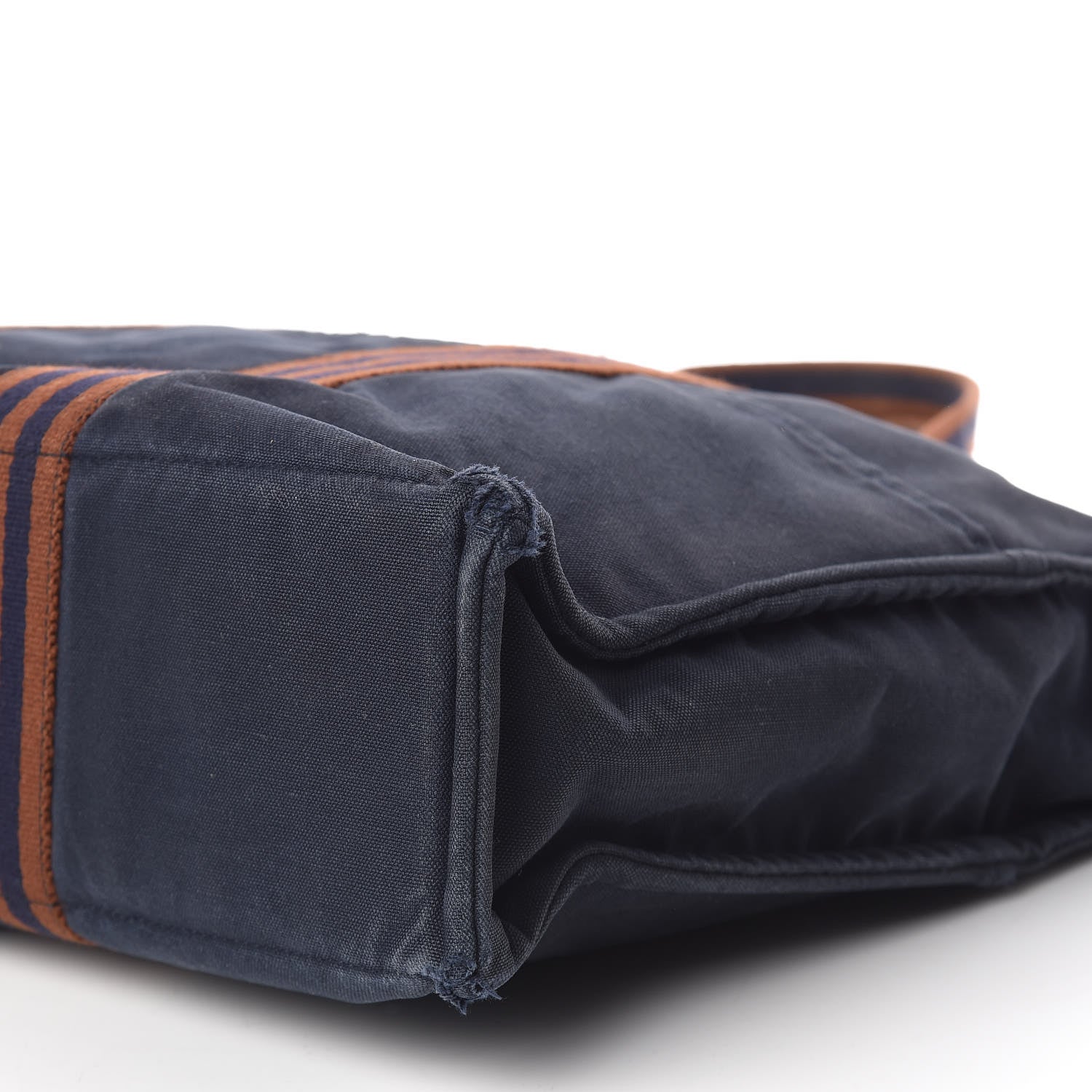 Hermes Canvas Fourre Tout MM Navy Brown 10 of 16