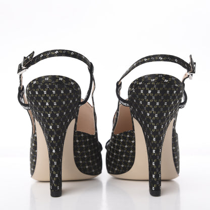Fendi Fabric Jacquard Ffreedom Slingback Pumps 40.5 7 of 11