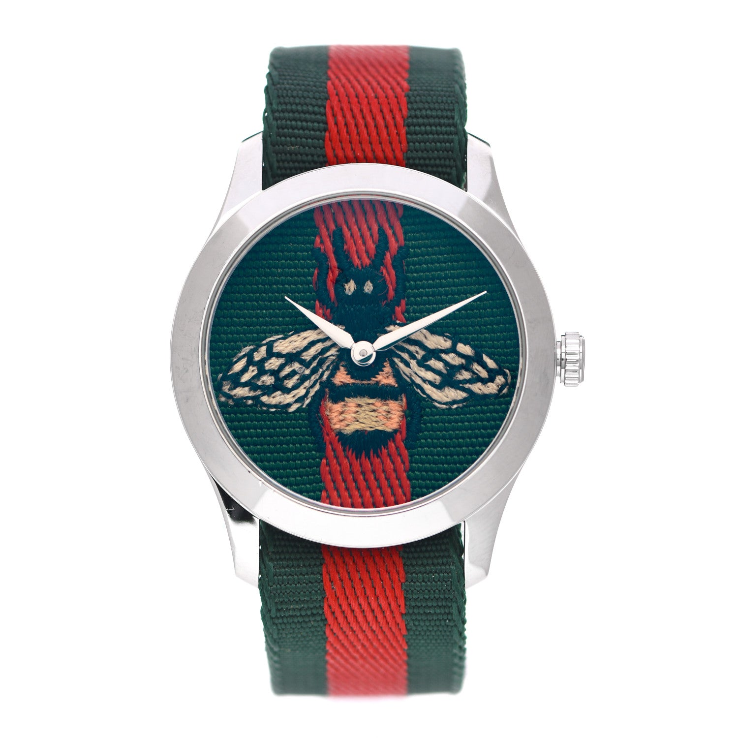 Gucci Stainless Steel Nylon 38mm Le Marche Des Merveilles Bee Quartz Watch Green 1 of 4