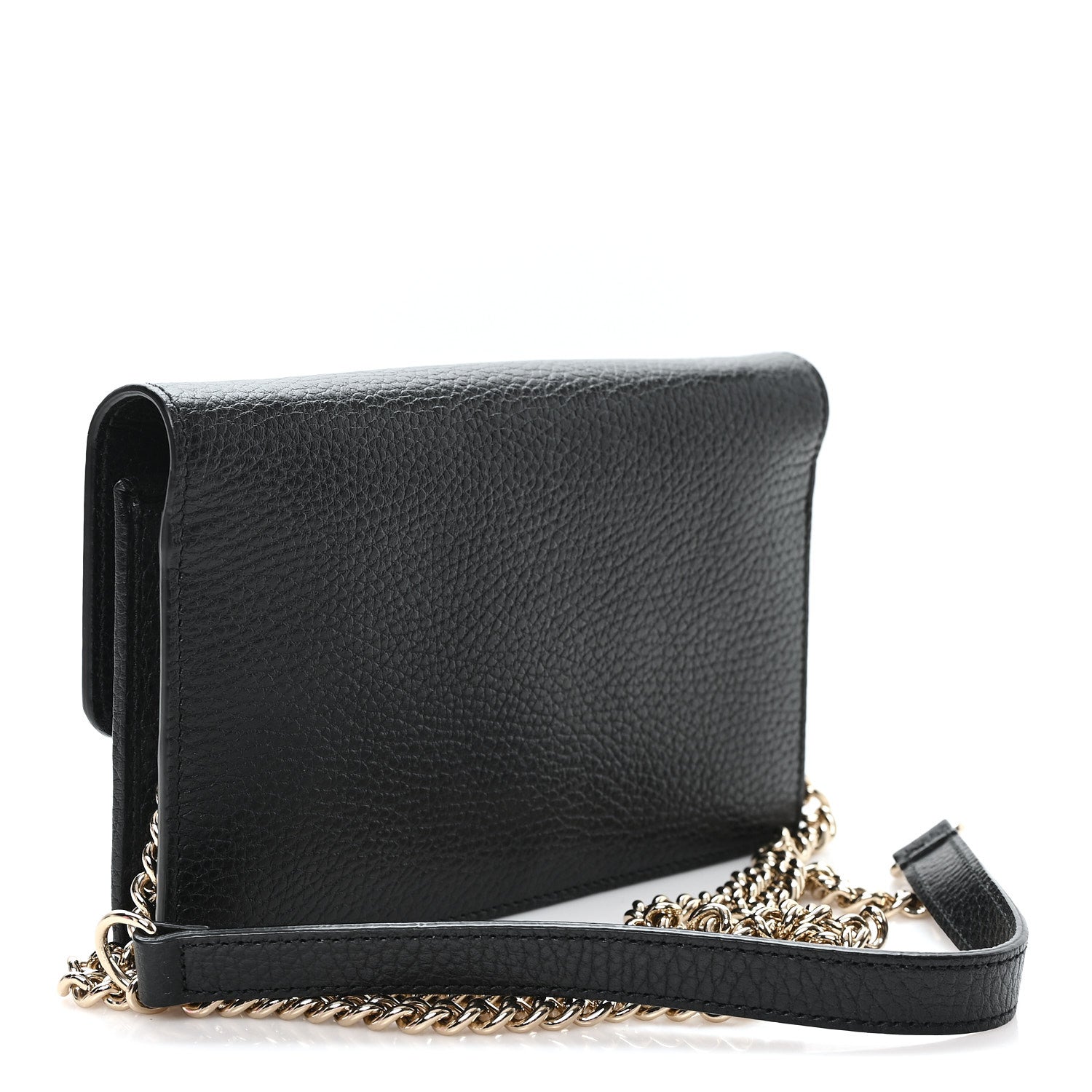 Gucci Dollar Calfskin Interlocking G Chain Wallet Black 3 of 9