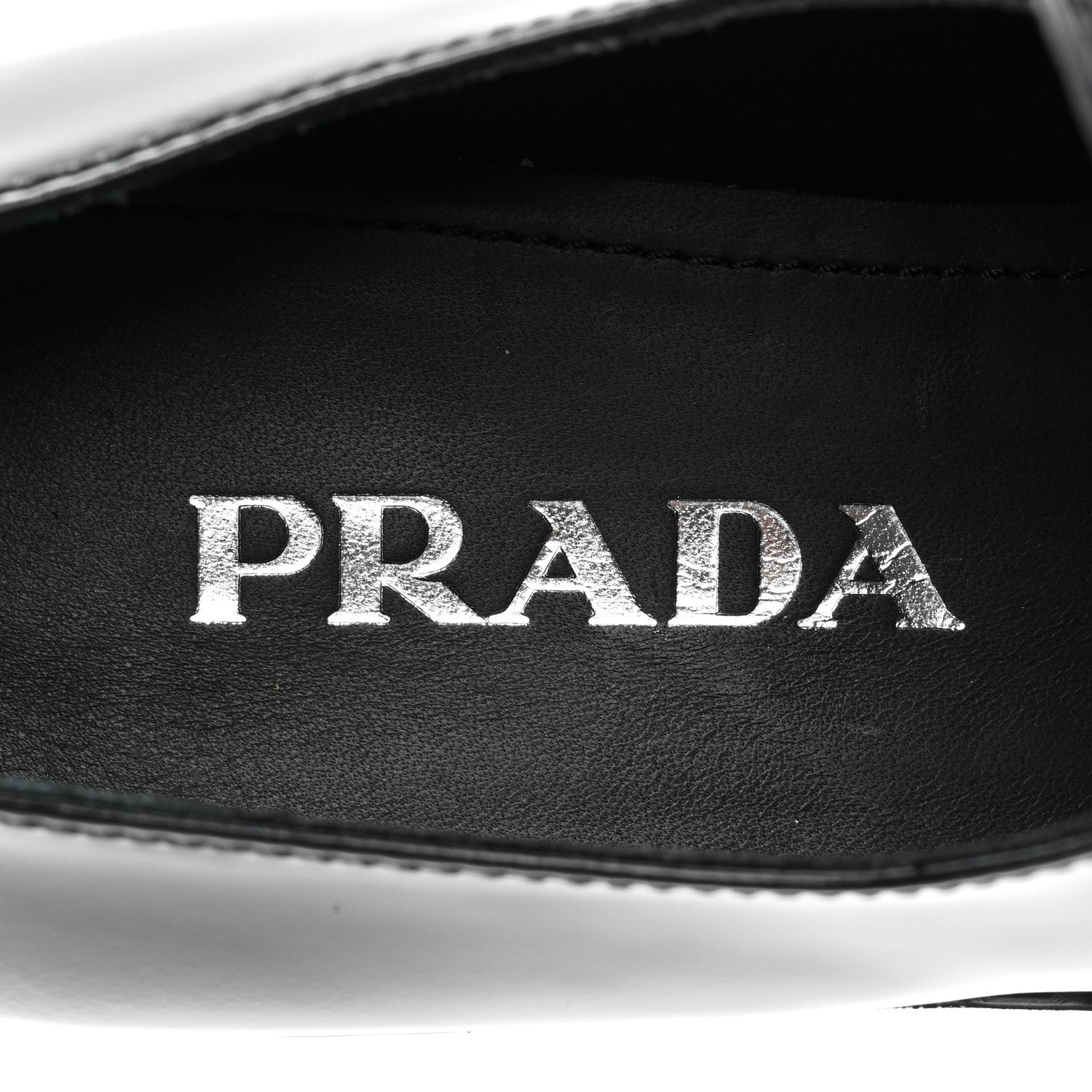 Prada Spazzolato Metal Triangle Logo 50mm Loafers 38 Black 7 of 12