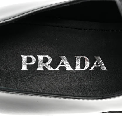 Prada Spazzolato Metal Triangle Logo 50mm Loafers 38 Black 7 of 12