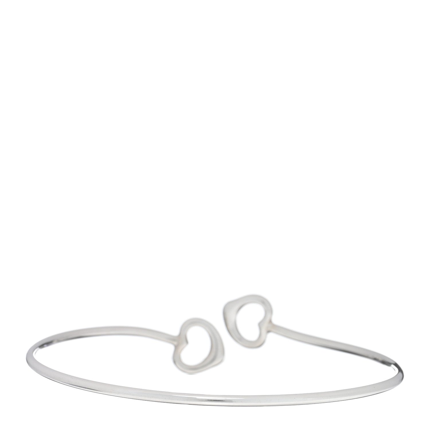 Tiffany Sterling Silver Elsa Peretti Double Open Heart Bangle Bracelet 2 of 3