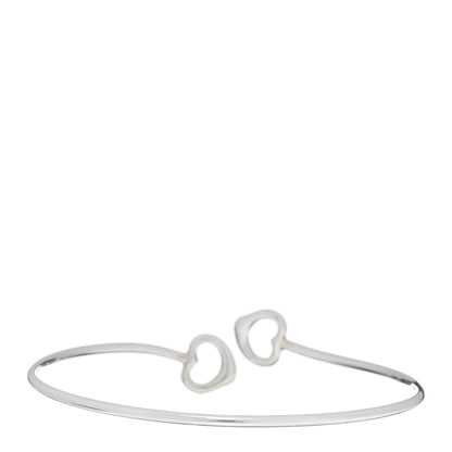 Tiffany Sterling Silver Elsa Peretti Double Open Heart Bangle Bracelet 2 of 3