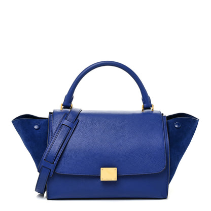Celine Drummed Calfskin Suede Medium Trapeze Indigo 1 of 9