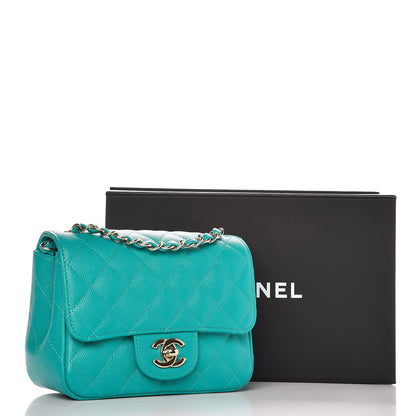 Chanel Caviar Quilted Mini Square Flap Turquoise 7 of 8