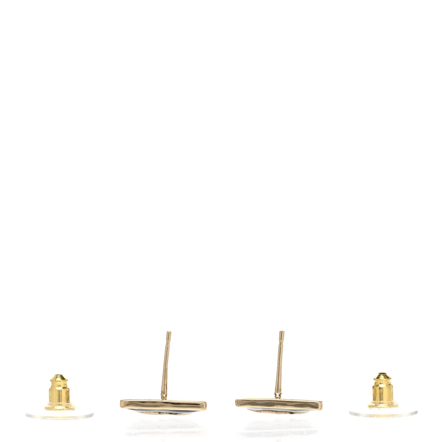 Chanel Metal Enamel CC Square Earrings Gold Black White 3 of 5