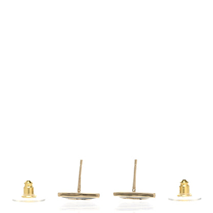 Chanel Metal Enamel CC Square Earrings Gold Black White 3 of 5