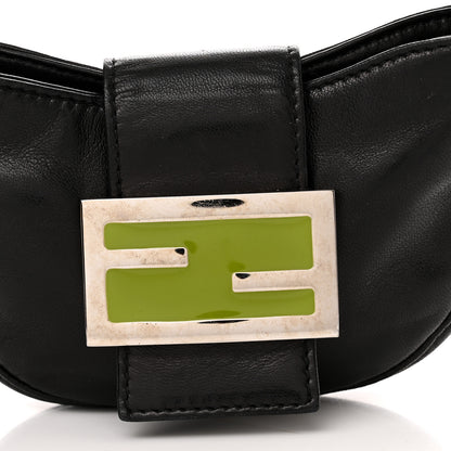 Fendi Nappa Mini Half Moon Baguette Black Green 7 of 9