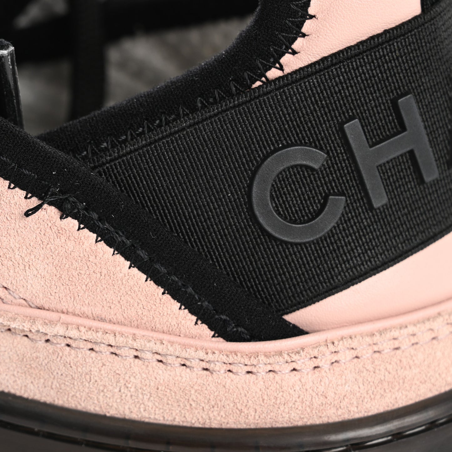 Suede Calfskin Nylon Grosgrain CC Sneakers 38.5 Light Pink