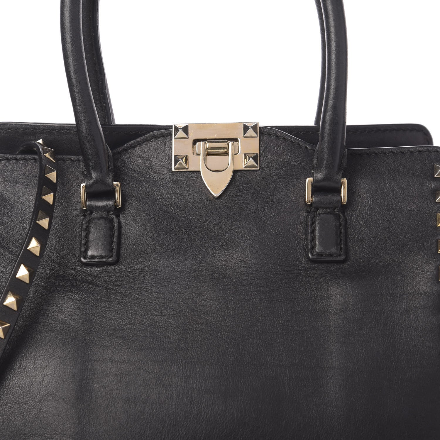 Valentino Garavani Vitello Rockstud Double Handle Tote Black 15 of 15