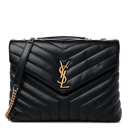 Saint Laurent Calfskin Y Quilted Monogram Medium Loulou Chain Satchel Black 1 of 10