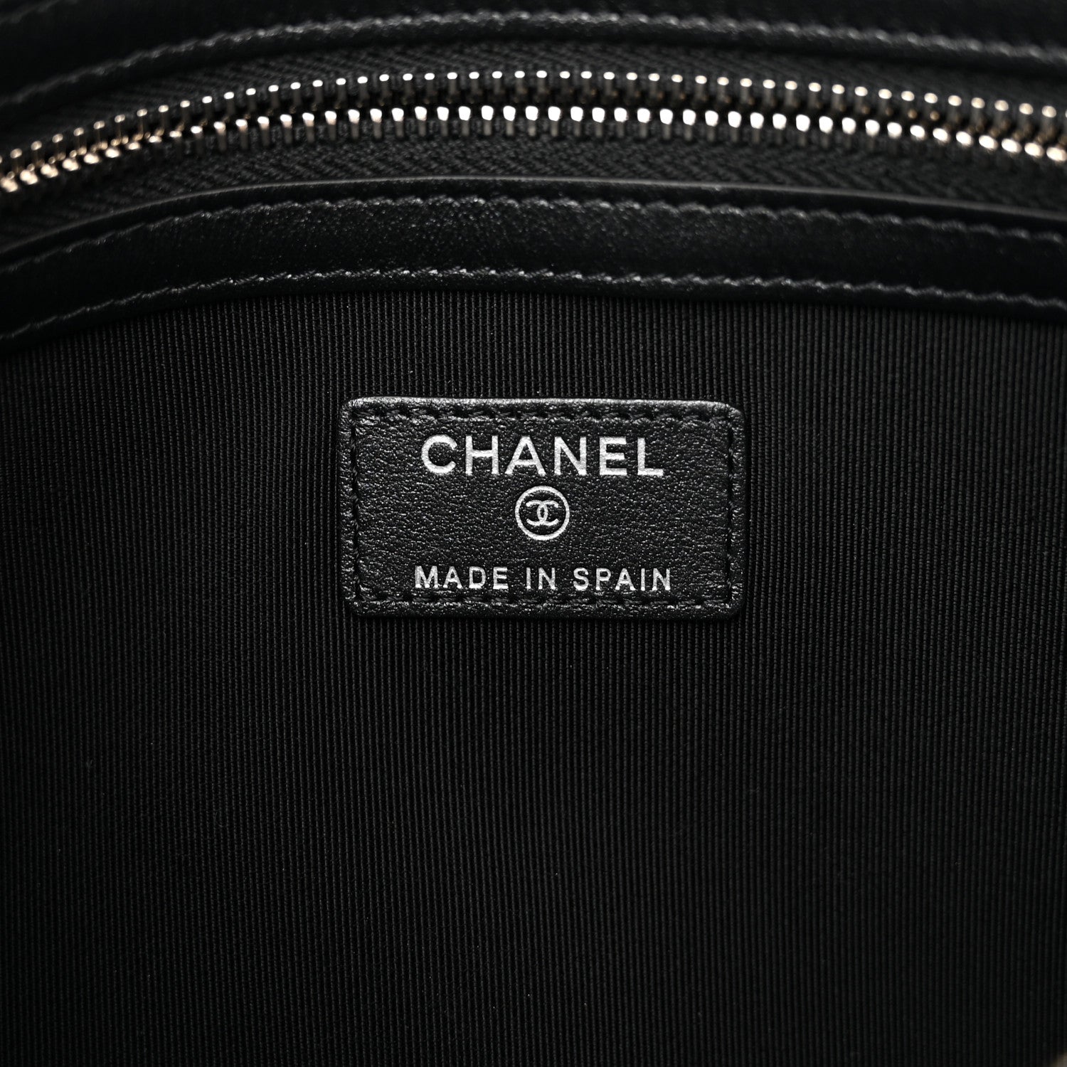 Chanel Metallic Caviar Chevron Quilted Vintage Mademoiselle Large Zip Pouch Charcoal 6 of 8