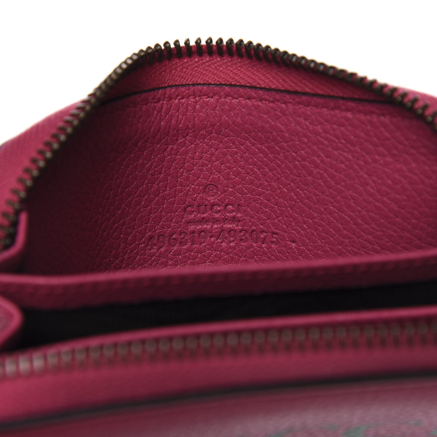 Grained Calfskin Logo Zip Around Card Case Box Pink Green