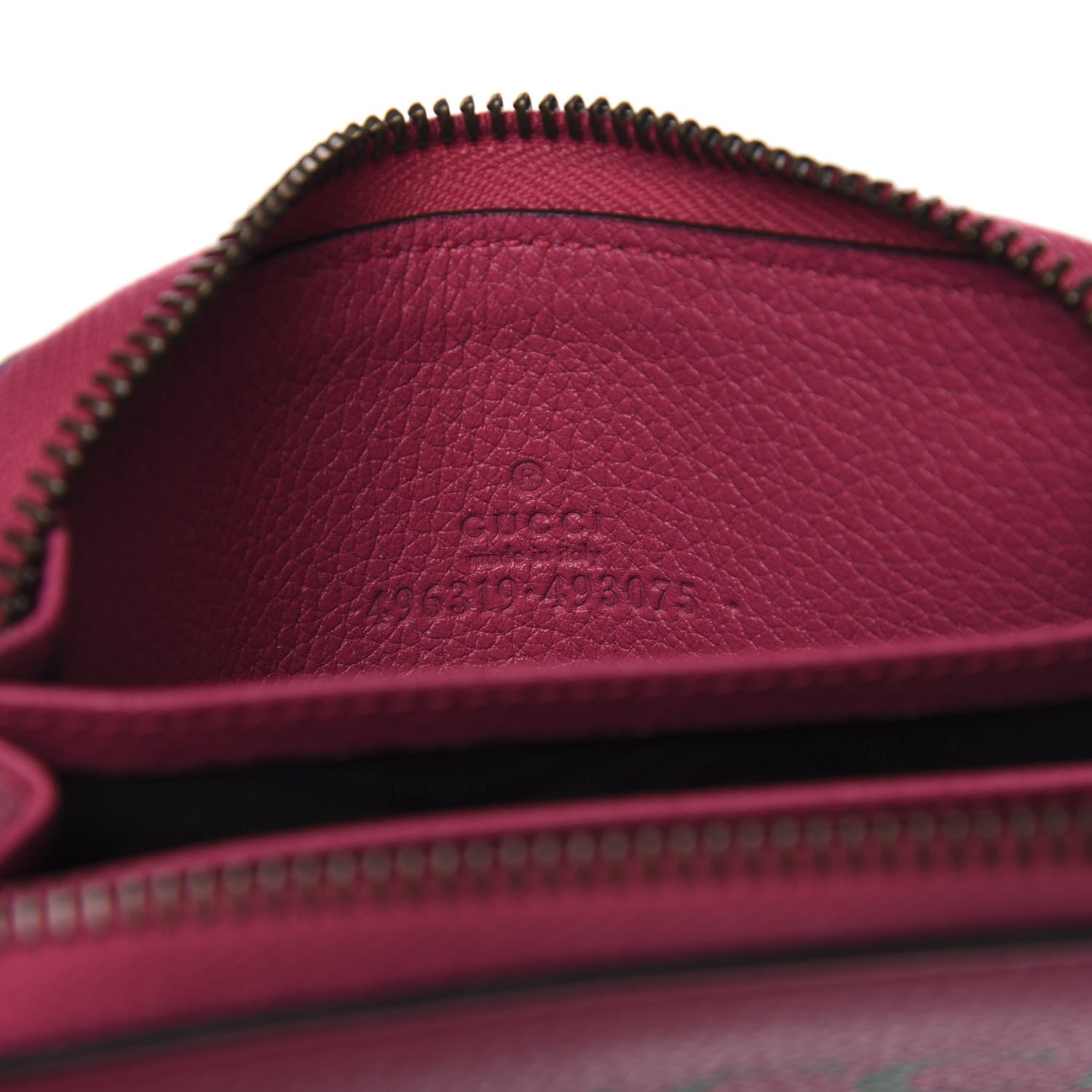 Gucci Grained Calfskin Logo Zip Around Card Case Box Pink Green 5 of 6