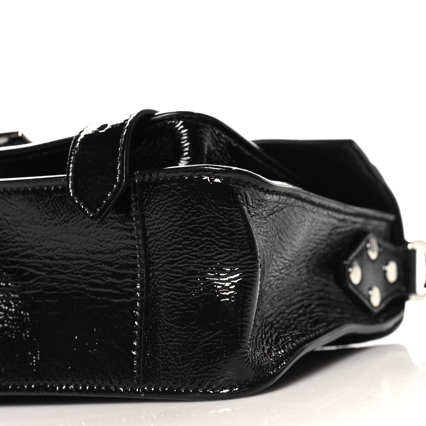 Crinkled Patent Calfskin Tiny PS1 Satchel Black