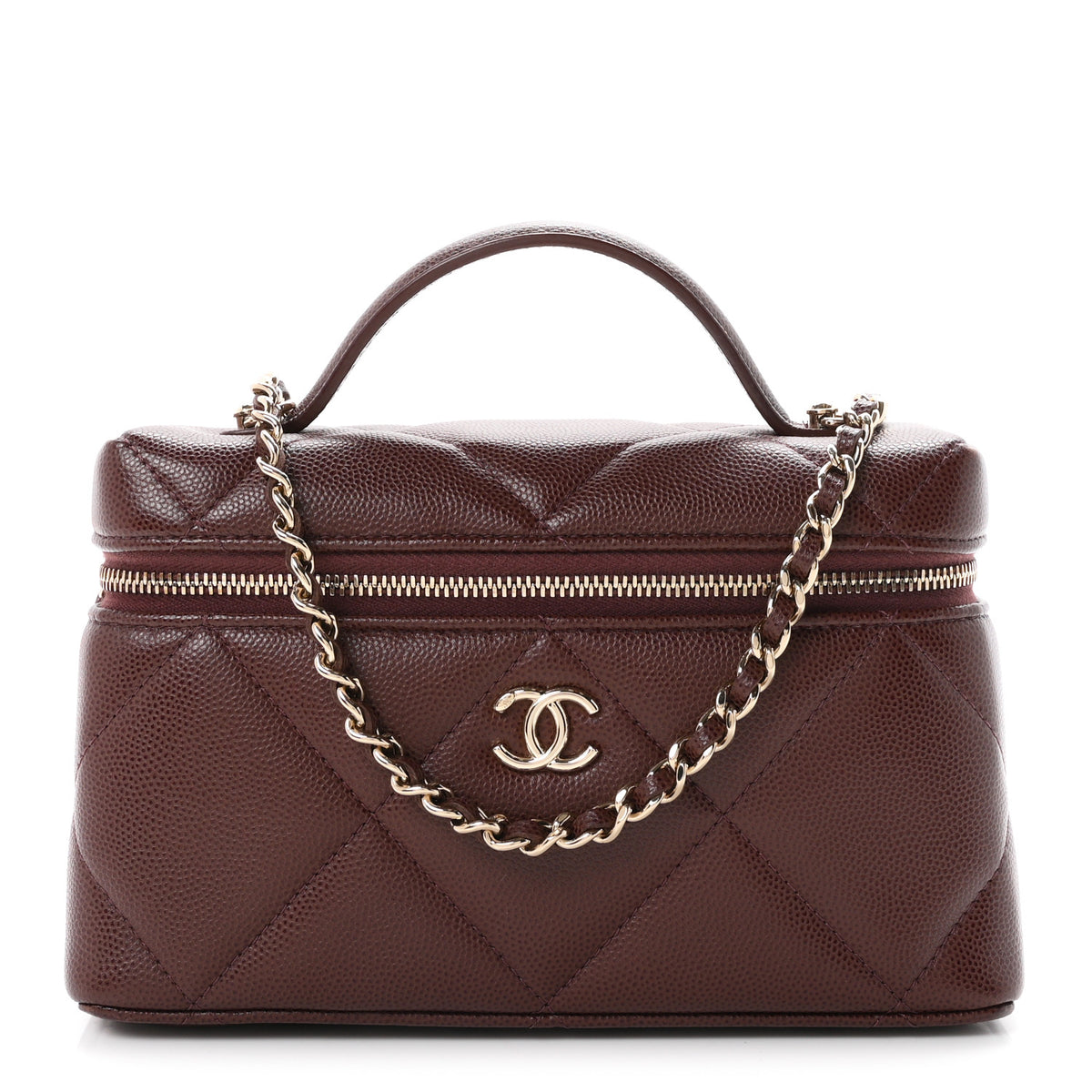 Chanel Caviar Quilted Top Handle Slim Vanity With Chain Dark Brown 1 of 11