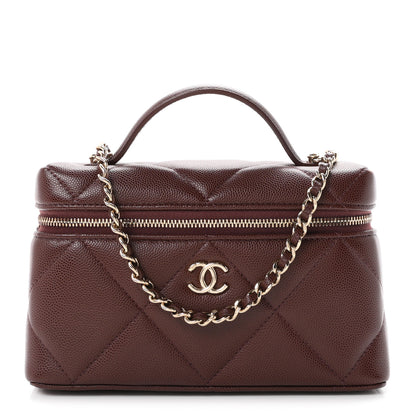 Chanel Caviar Quilted Top Handle Slim Vanity With Chain Dark Brown 1 of 11