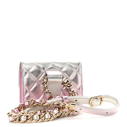 Chanel Gradient Metallic Lambskin Quilted Flap Chain Belt Bag Gold Pink 3 of 13