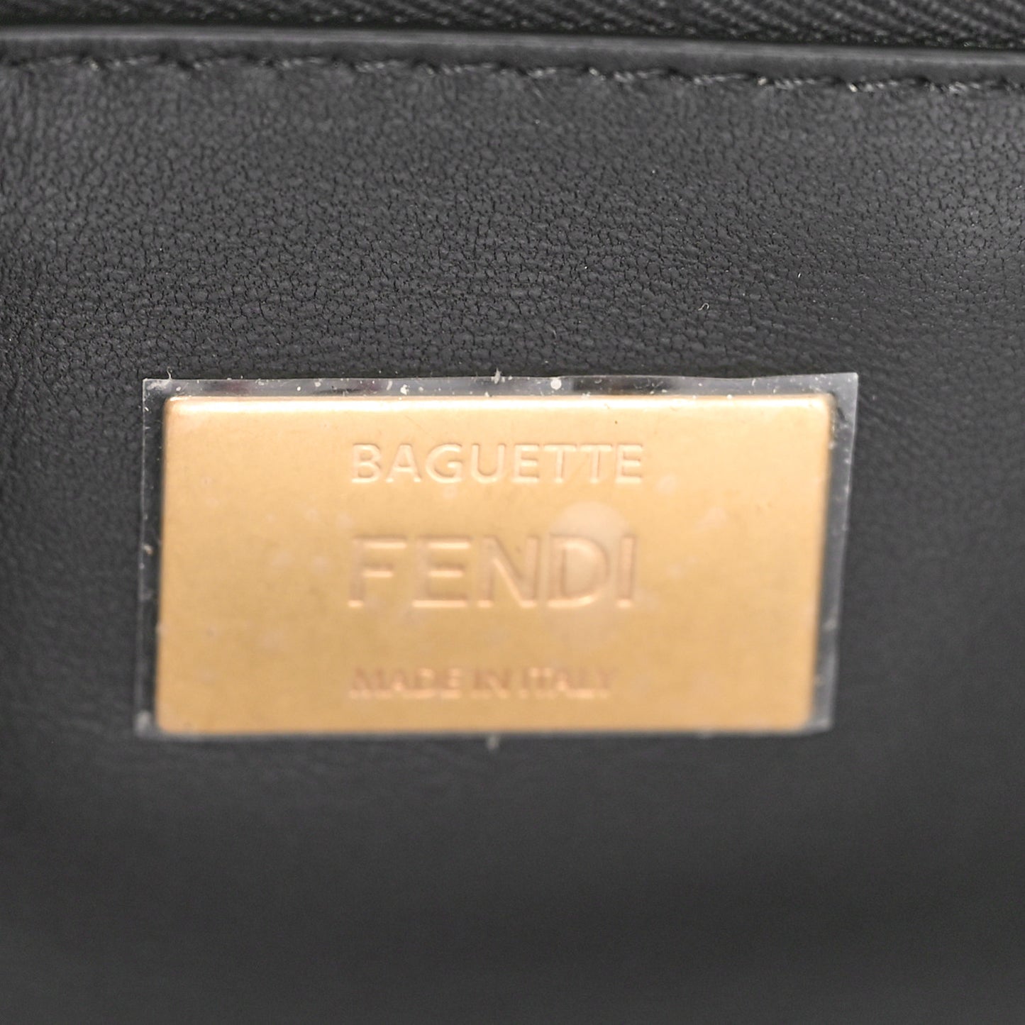 Nappa Small FF Embossed Mid Chain Baguette Black