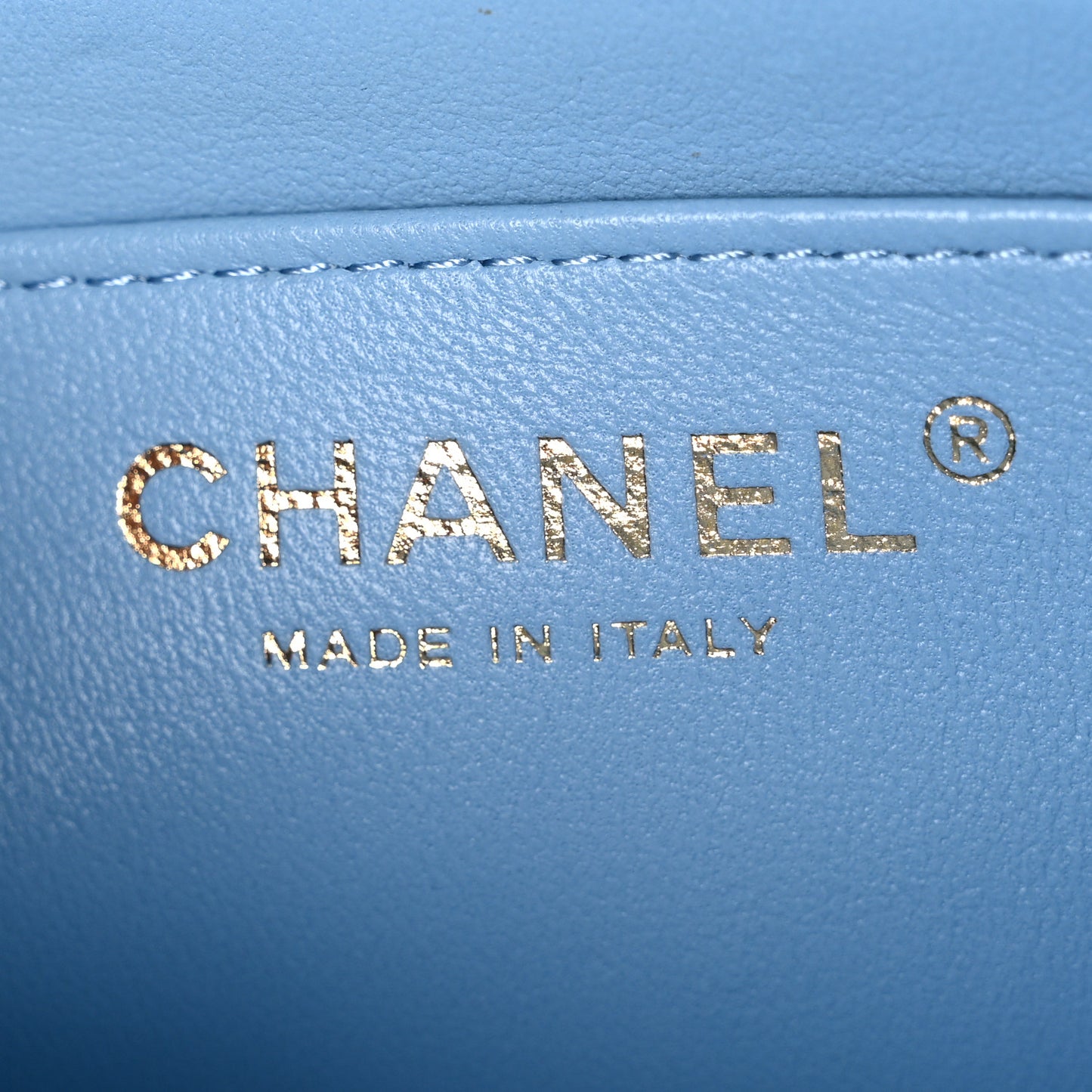 Lambskin Quilted Mini Rectangular Flap Light Blue