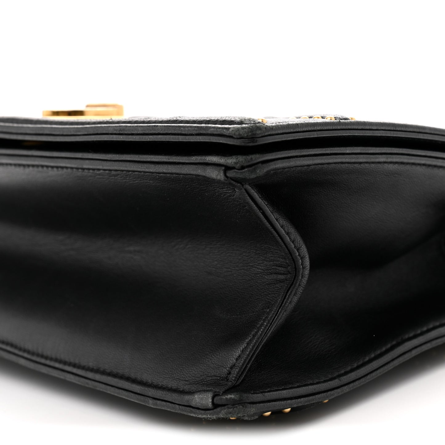Lambskin Studded Medium Diorama Flap Bag Black
