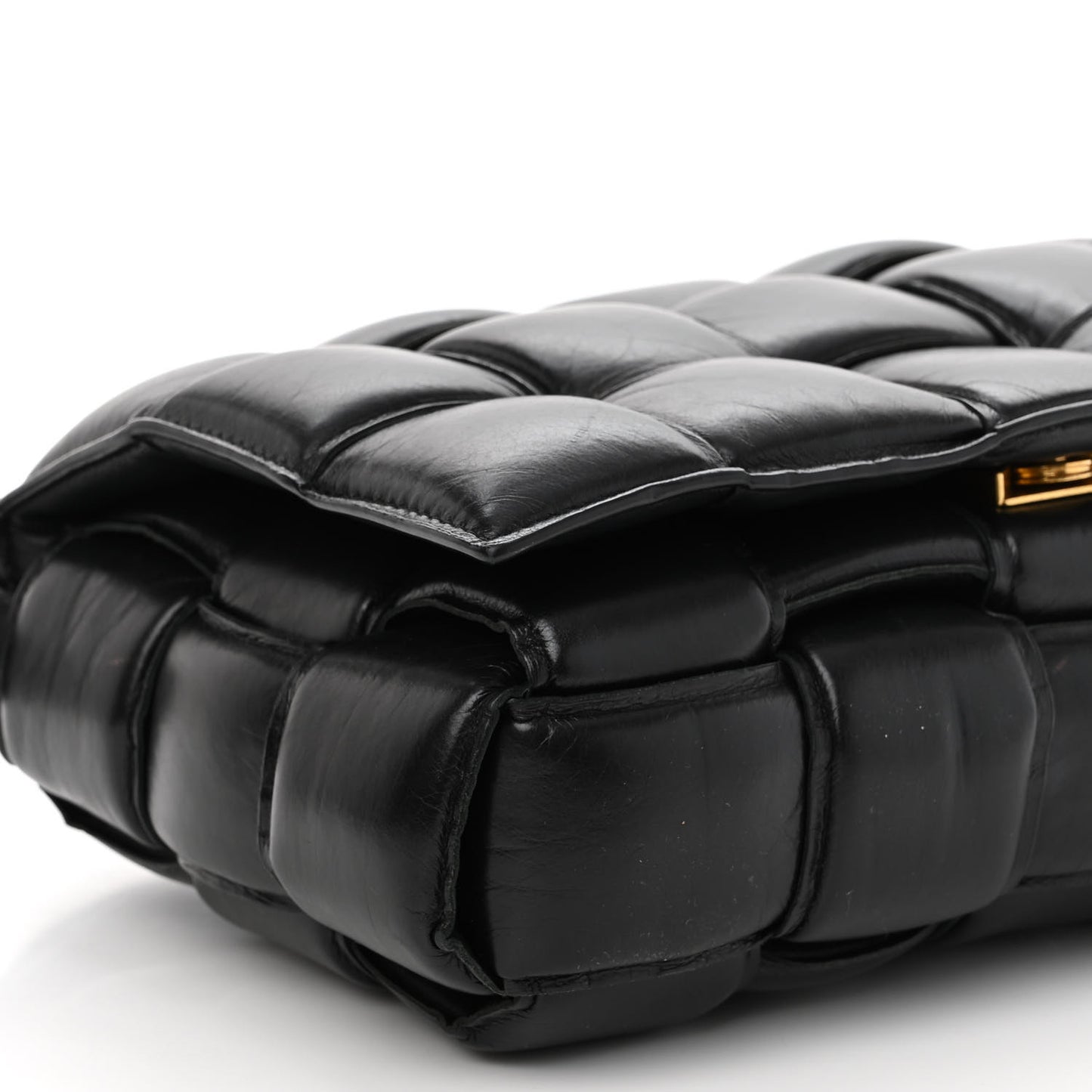 Paper Calfskin Maxi Intreccio Padded Cassette Crossbody Bag Black