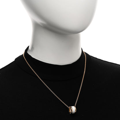 Bulgari 18K Rose Gold White Ceramic B.Zero1 Pendant Necklace 2 of 5