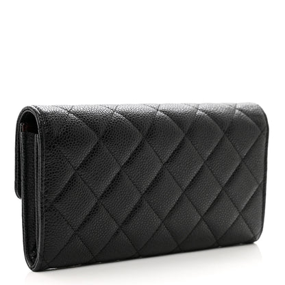 Chanel Caviar Quilted Large Gusset Flap Wallet Black 3 of 9