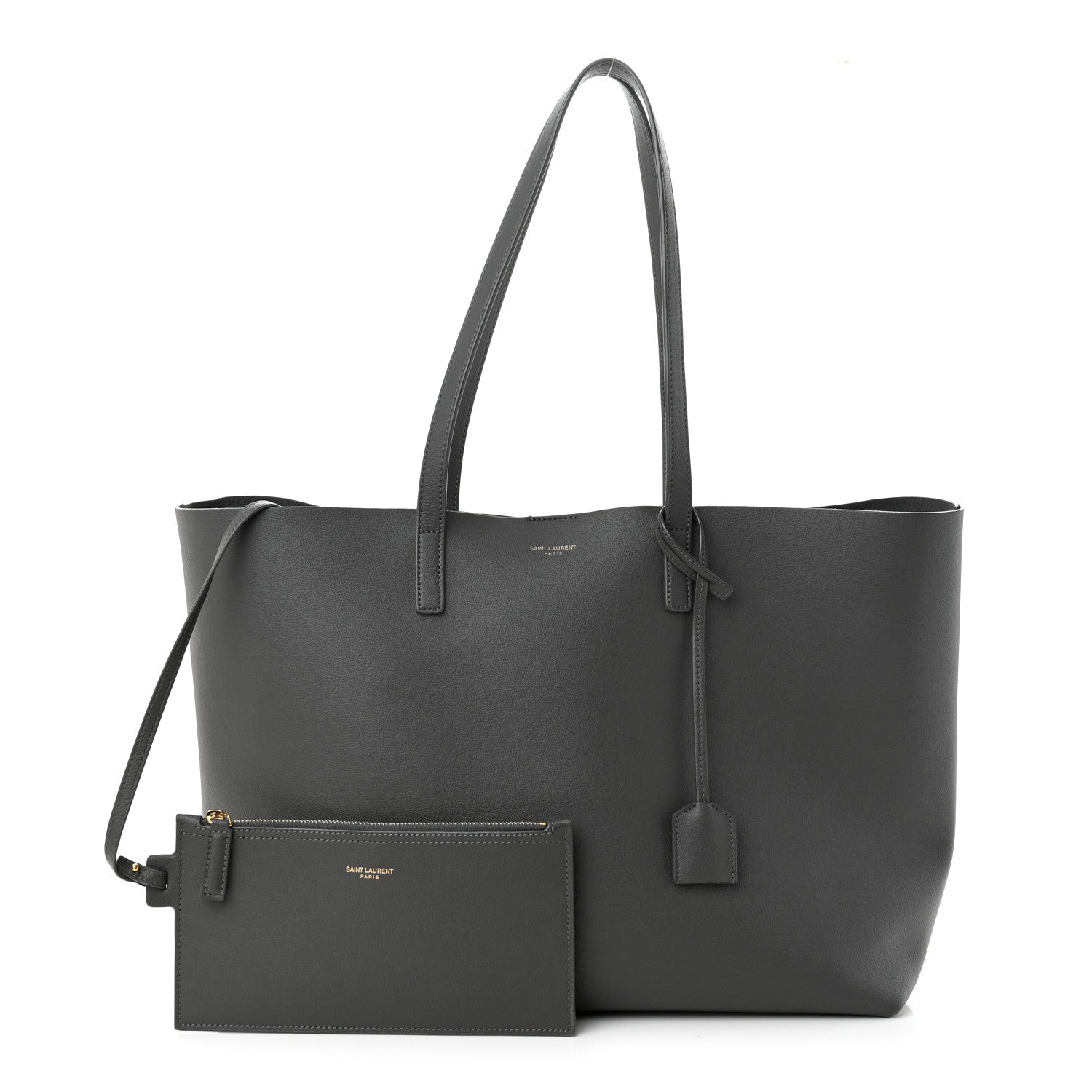 Saint Laurent Calfskin Large Shopping Tote Storm 1 of 12