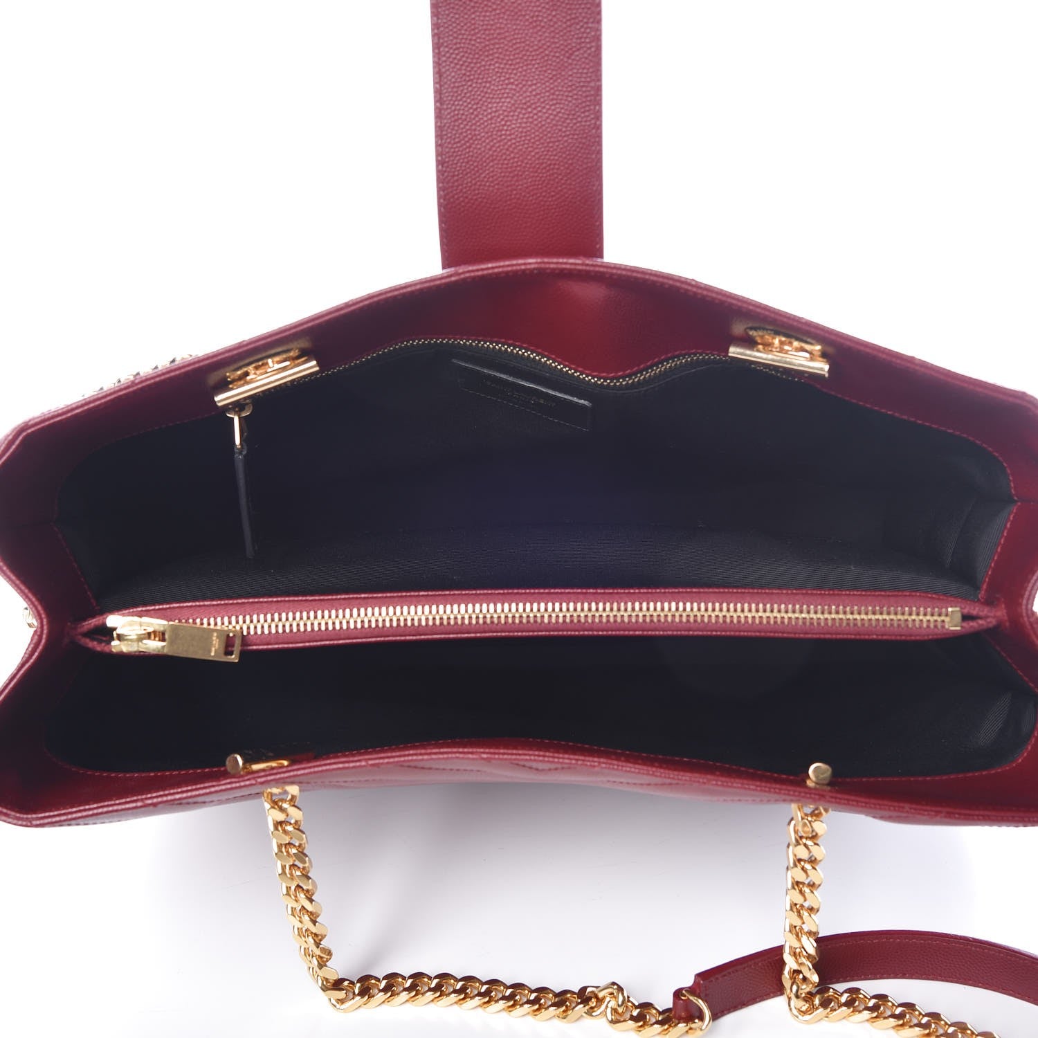 Saint Laurent Grain De Poudre Matelasse Chevron Monogram Shopping Bag Oxblood 5 of 9