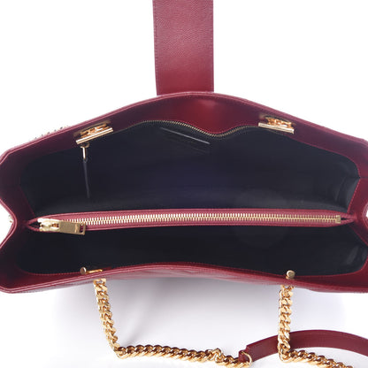 Saint Laurent Grain De Poudre Matelasse Chevron Monogram Shopping Bag Oxblood 5 of 9