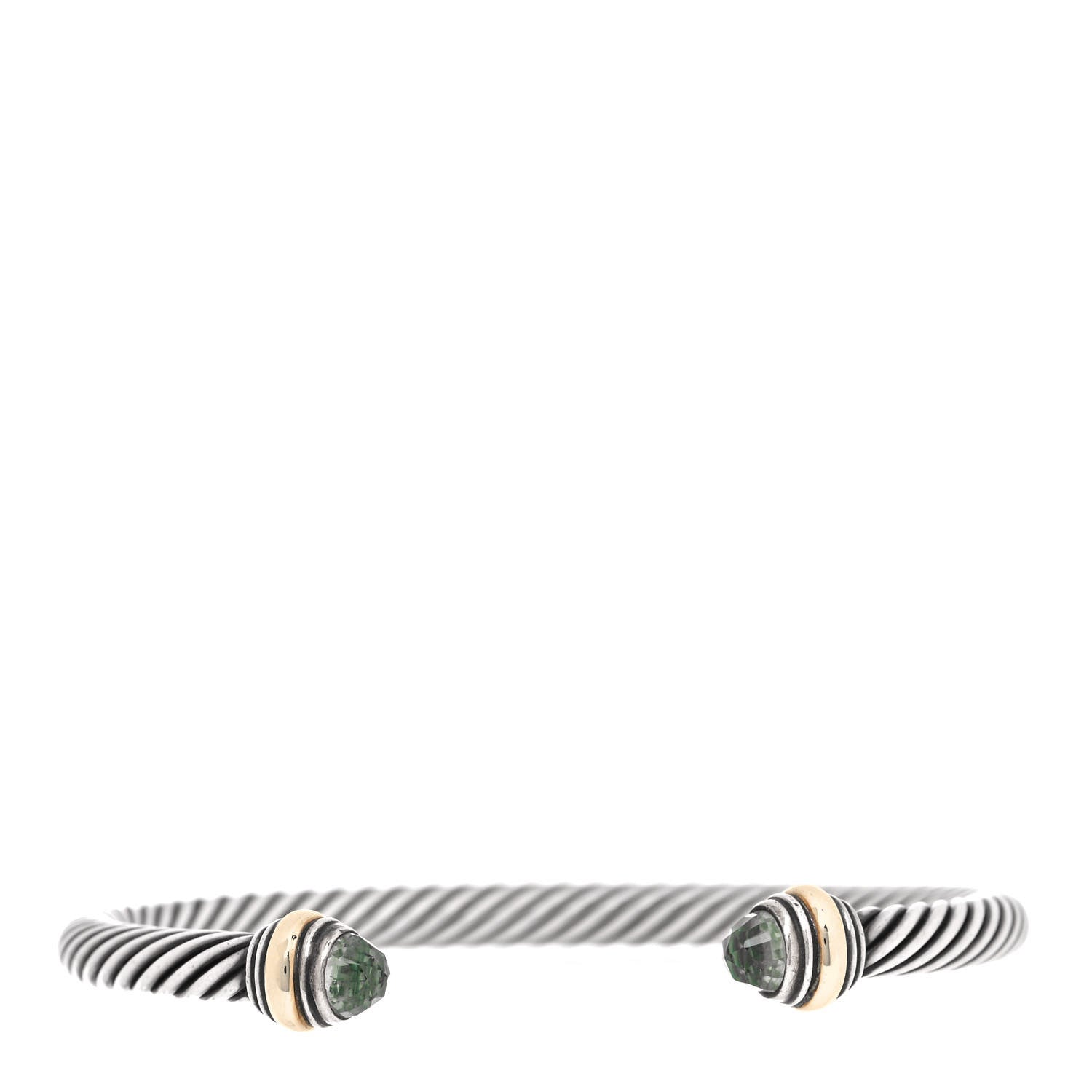 David Yurman Sterling Silver 14K Yellow Gold Prasiolite 5mm Cable Classics Bracelet 1 of 5