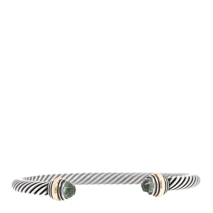 David Yurman Sterling Silver 14K Yellow Gold Prasiolite 5mm Cable Classics Bracelet 1 of 5