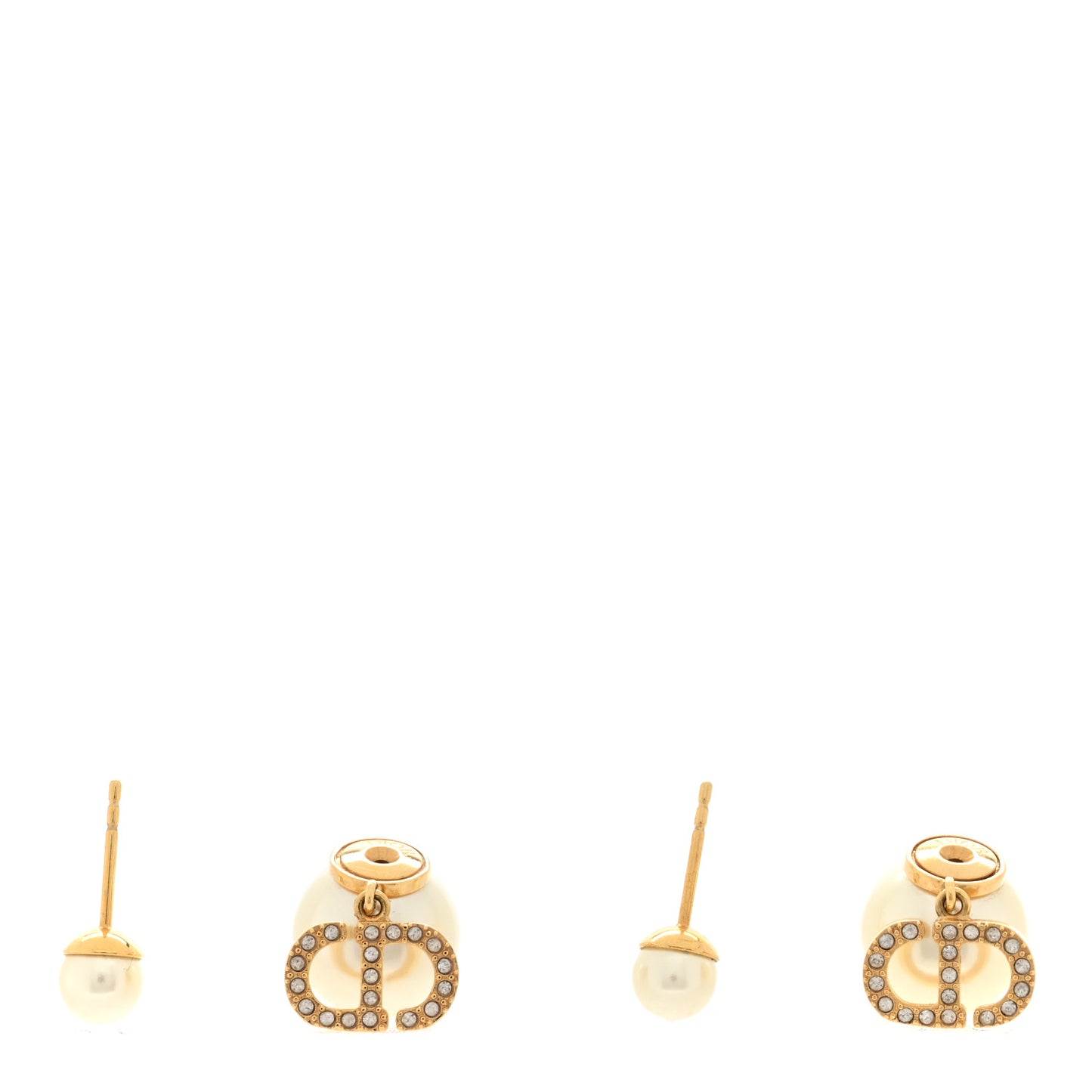 Pearl Crystal Tribal CD Drop Earrings Gold