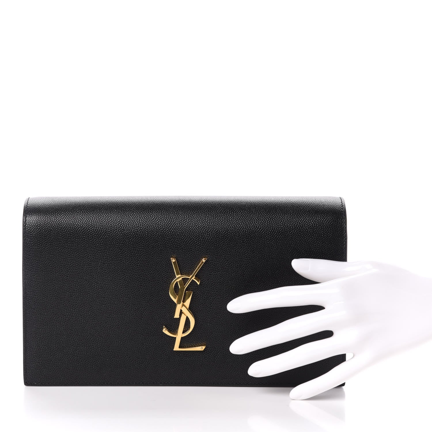 Saint Laurent Grain De Poudre Classic Monogram Kate Clutch Black 2 of 8