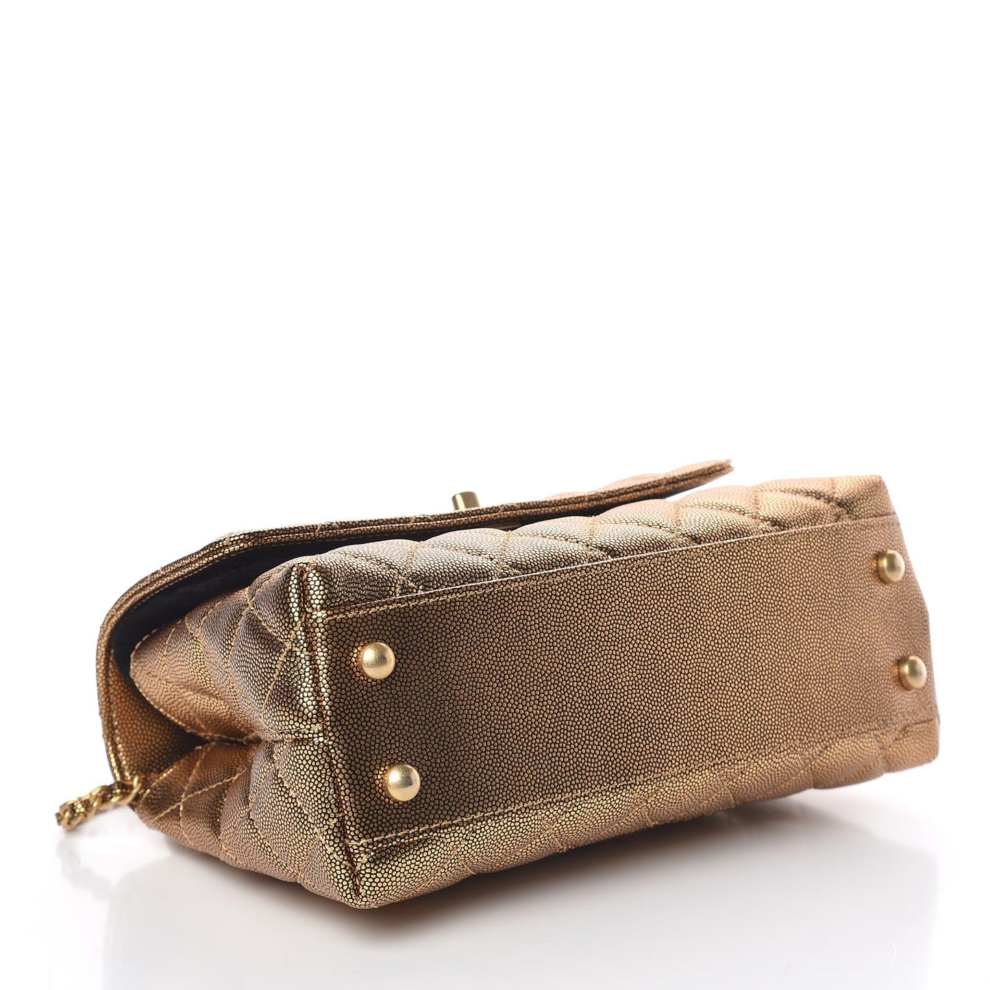 Metallic Caviar Quilted Mini Coco Handle Flap Gold
