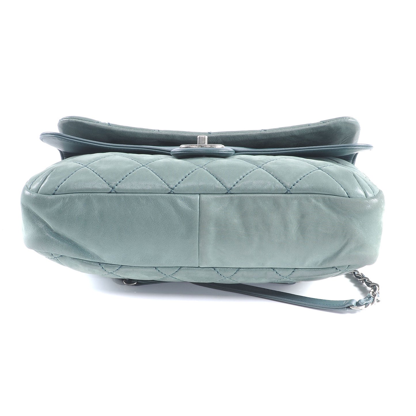 Iridescent Calfskin In the Mix Jumbo Double Flap Dark Green